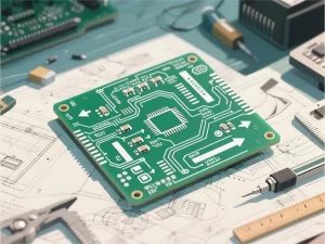 Advanced PCB silkscreen design showing component labels and logos.